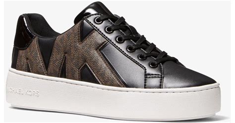 michael kors poppy leather sneaker|Michael Kors poppy logo sneakers.